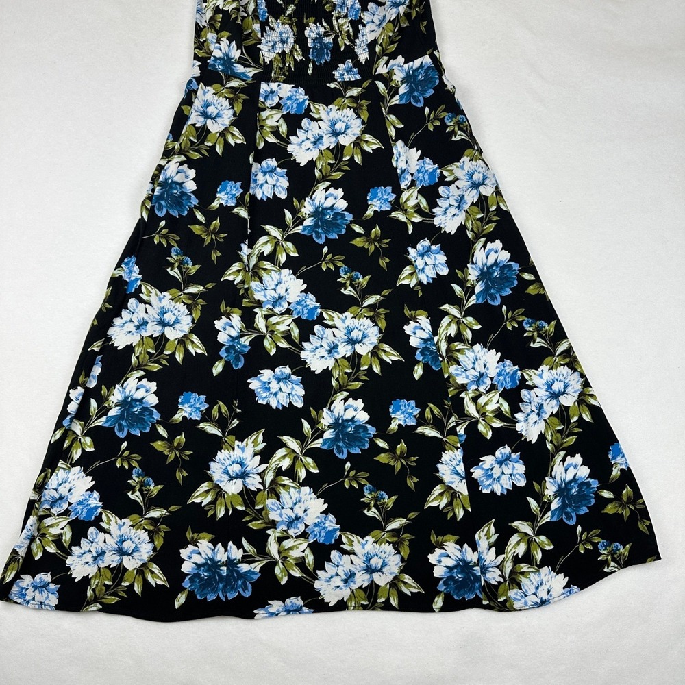 Banana Republic Blue Floral Midi Dress Cap Sleeve Keyhole Back 585951-01 Size 8 - Picture 9 of 14